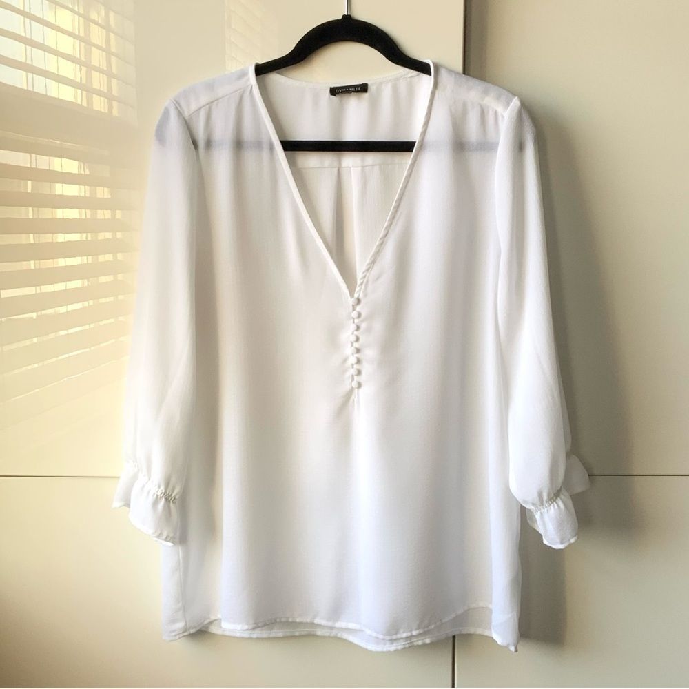 Dynamite White Sheer Blouse Size L